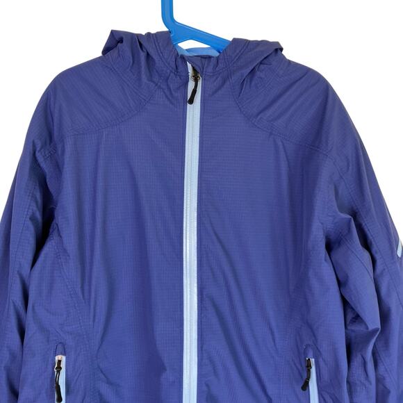 REI Girls Sz L (14-16) Water Resistant Jacket Hooded Lightweight Blue Fall - Picture 2 of 16